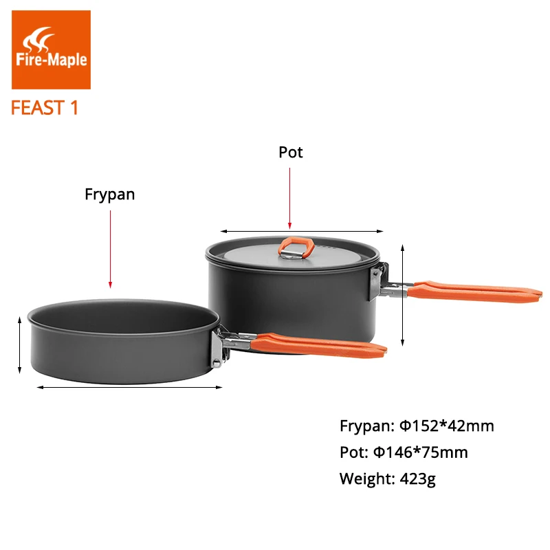 النار القيقب عيد 1 في الهواء الطلق التخييم تجهيزات المطابخ المشي لمسافات طويلة الطبخ نزهة وعاء طقم قلايات طوي مقبض 1-2 أشخاص FMC-F1