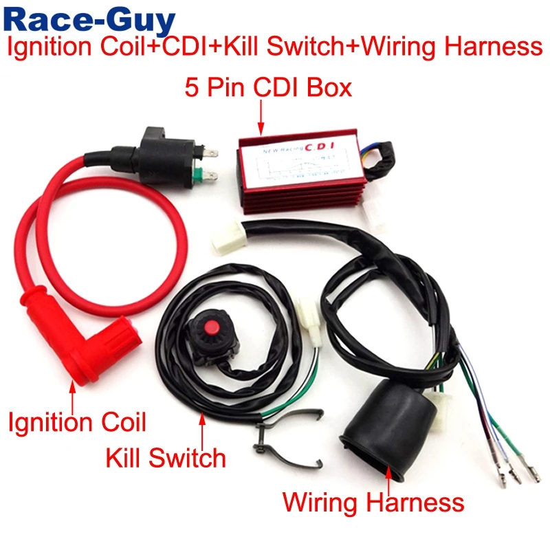 Racing Ignition Coil 5 Pin Ac Cdi Box Wiring Loom Harness Kill Switch For 50cc 70cc 90cc 110cc 125cc 140cc 150cc 160cc Eng Aliexpress