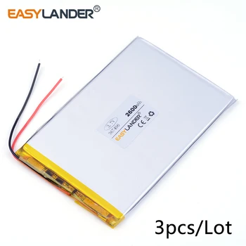 

3pcs /Lot 3.7v lithium Li ion polymer rechargeable battery for 7 inch tablet pc A23/A33/MTK6577/MTK6572 367496 2600mah