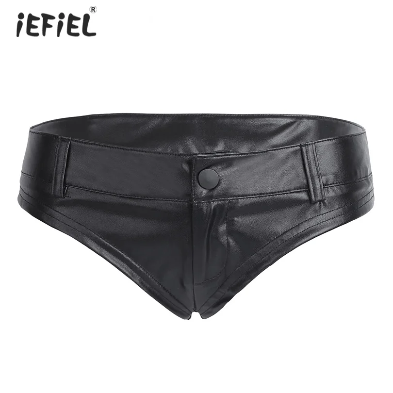 

Hot Sale iEFiEL Women Lingerie Sexy Panties Low waist Faux Leather Stretchy Briefs Underwear Clubwear Slim Cut Briefs Underpants