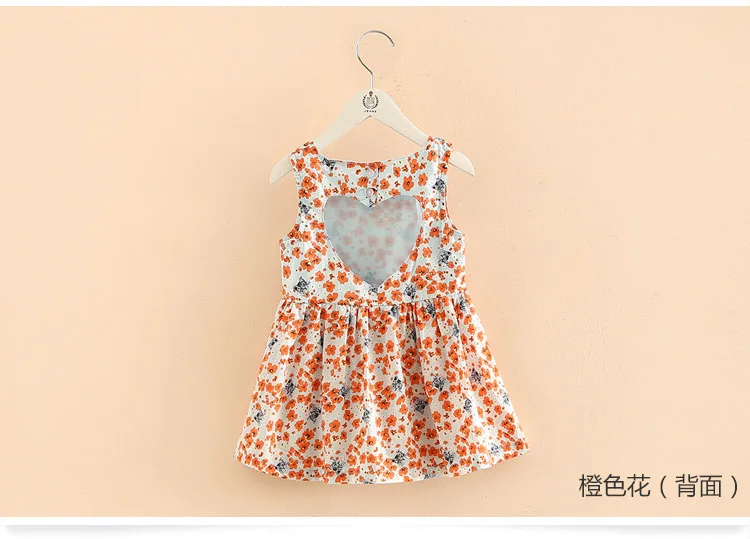 2018 Summer 2-10 Years Sexy Heart Shape Backless Floral Full Print Princess Dance Party Prom Little Kids Girl Cottoning Dress (2)