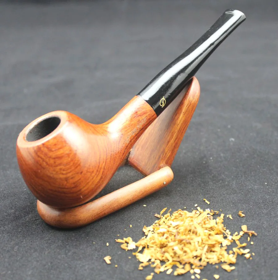 Handmade Solid Red Wood Straight Smoking Pipe Round RoseWood Weed Tobacco Wooden Pipes 10pcs 9mm