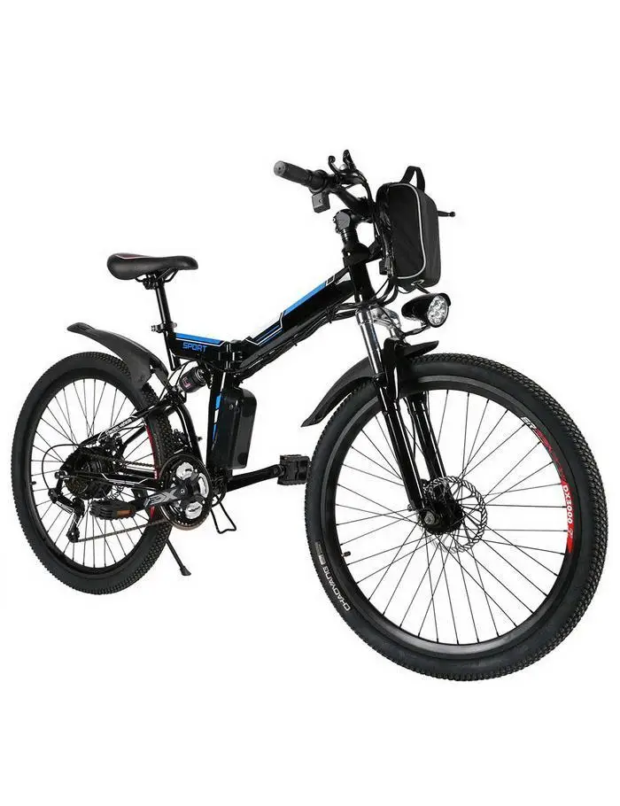 Discount 26 inch Electric Bike Bicycle Mountain Bicicleta Full Suspension Alluminium Folding Frame 21Speed Mechanic Brake Road Bicycle 1