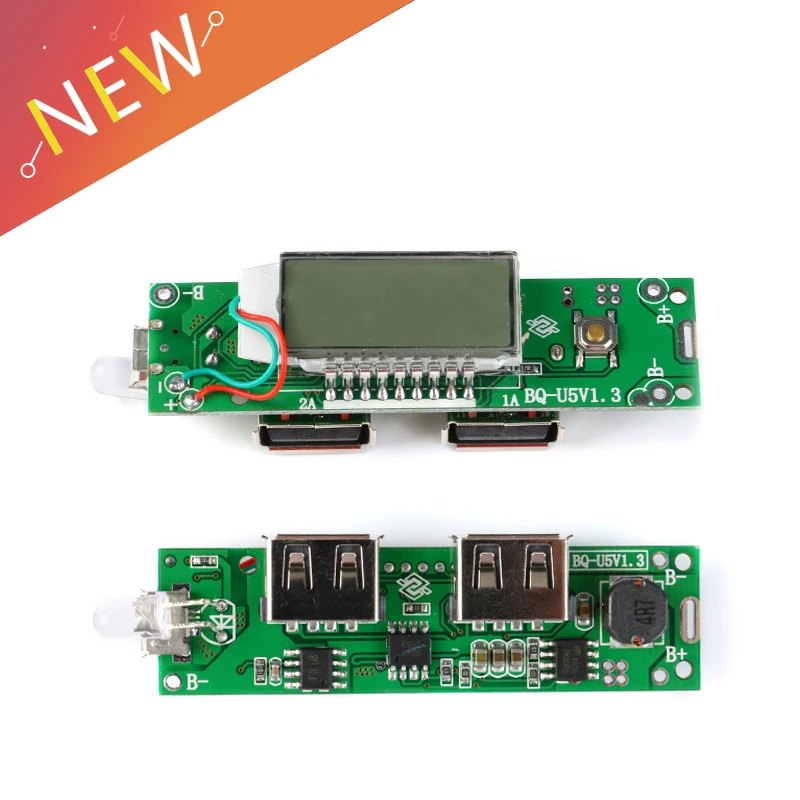 

2Pcs 5V 1A 2A Dual USB Mobile Power Bank Charger Module Digital LCD Display 18650 Lithium Battery Charging Board For Phone