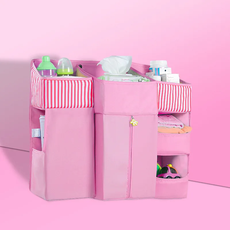 IMBABY переносная детская кроватка Органайзер кровать висячая сумка для детей первой необходимости пеленки хранения Жесткая Сумка постельных принадлежностей Детские принадлежности - Цвет: Pink Strip