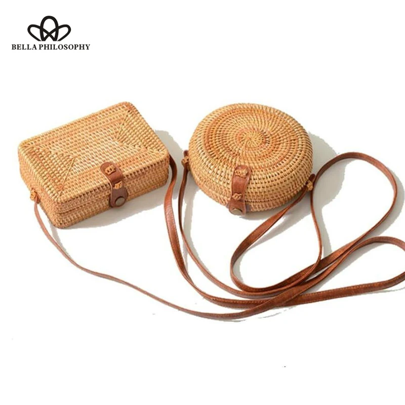 Women 2019 Summer Women Bali Straw Bag Handmade Wicker Bag Hand Woven Round Rattan Bag Wonder Store