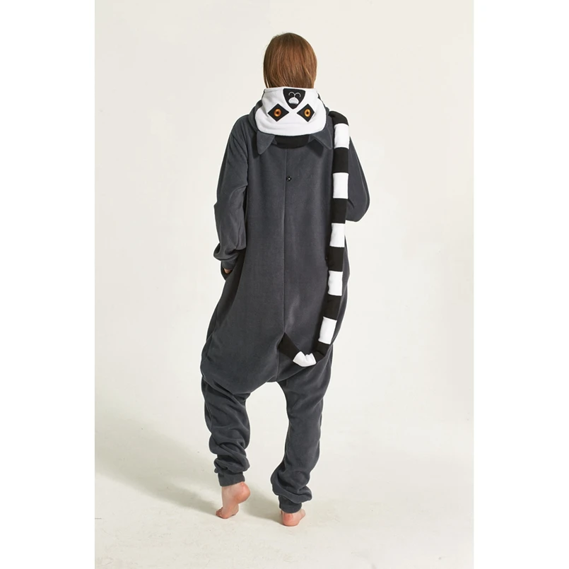 LEMUR животных Косплэй костюм Onesie Толстовка для взрослых Для женщин Для мужчин Хэллоуин для отдыха и вечеринок флис полной длины