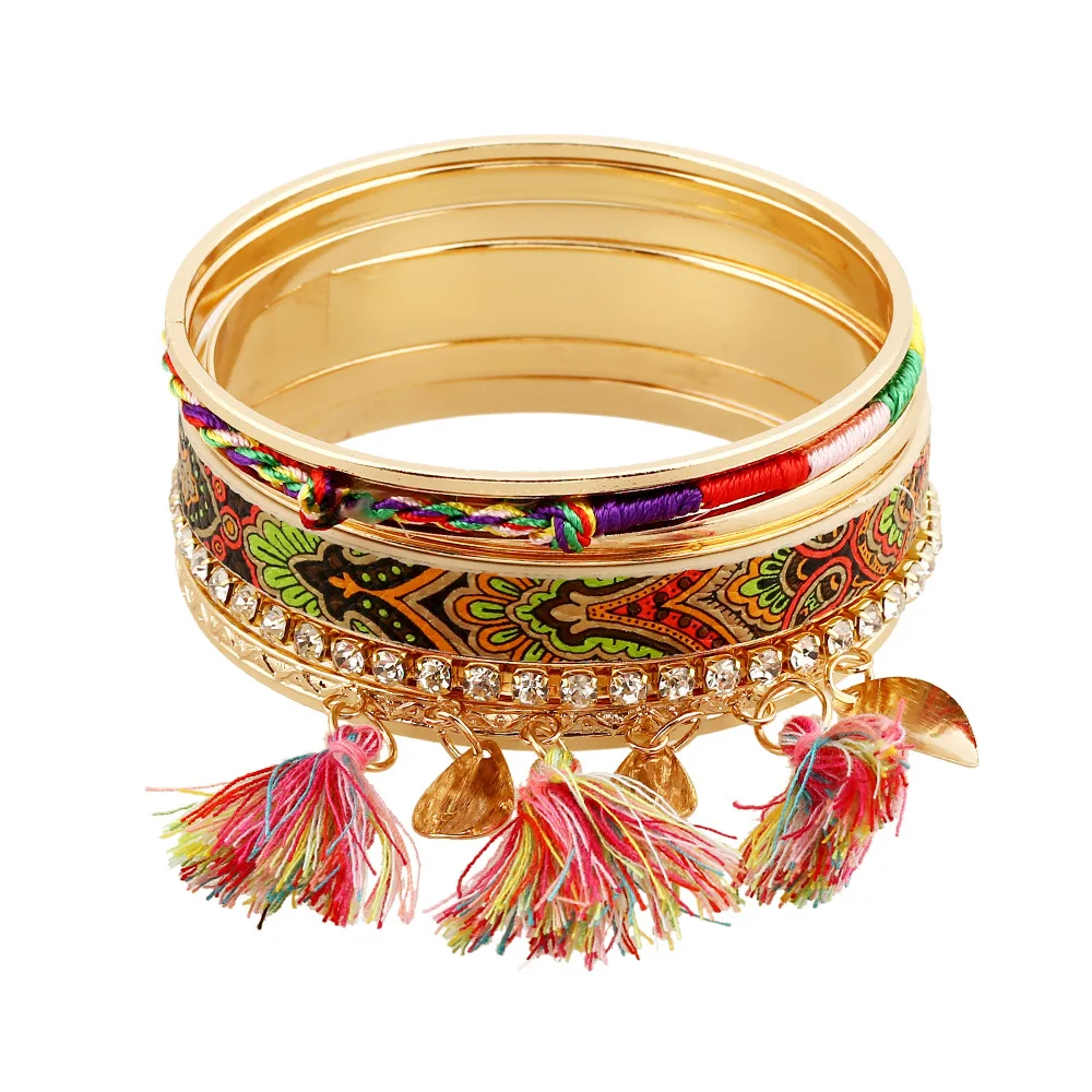 love bangle bohemian bracelet jonc tassel gold color bracelet metal