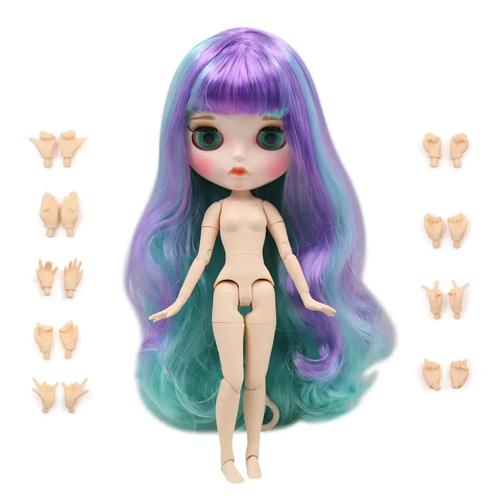 Blyth кукла шарнир тело DIY BJD ледяной игрушки матовый корпус белая кожа модные куклы подарок Специальное предложение с ручной набор A& B - Цвет: Зеленый