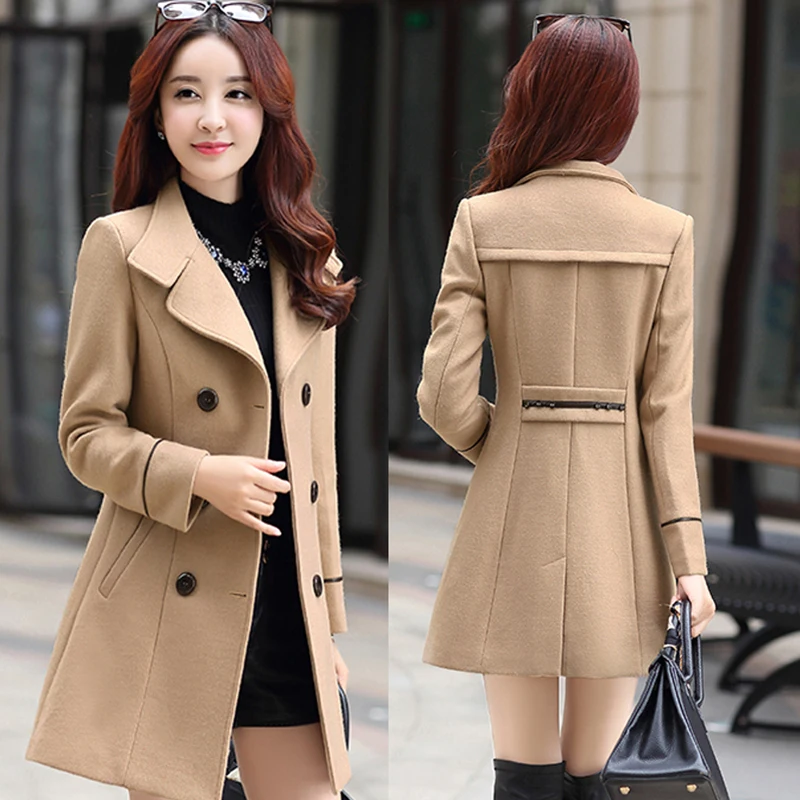 

2019 Women Blends Woolens Overcoat Female Coat Autumn Winter Coats Jackets Women Plus size Coat Women's Wool Coats Long Tops