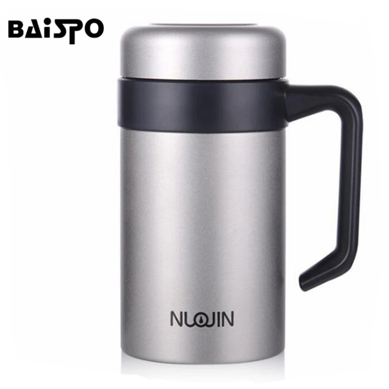 

16oz Vacuum Bottle Thermos Stainless Steel Insulated Coffee Cup Travel Drink Bottle Handle Insulation Cup Gift Coffee Beer Cup