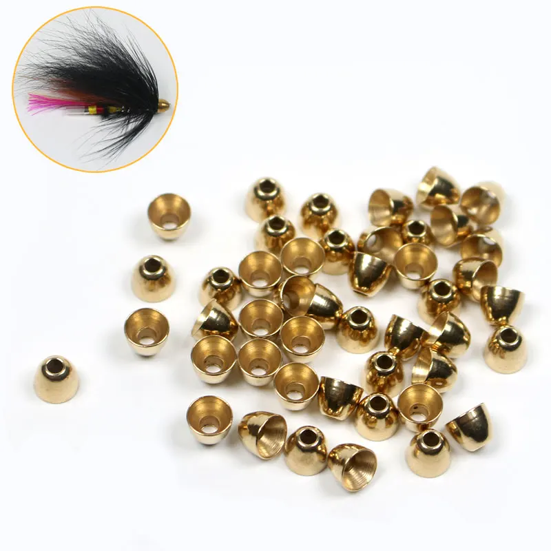 

30PCS Brass Cone Head for Tube Fly, Woolly Buggers, Streamers, Muddler Minnows or Saltwater Flies Tying Material Lure Making