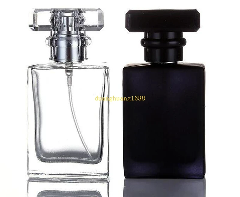 

Fashion Type 30ML Portable Transparent Black Glass Perfume Spray Bottles With Aluminum Atomizer Empty Cosmetic Containers #@312