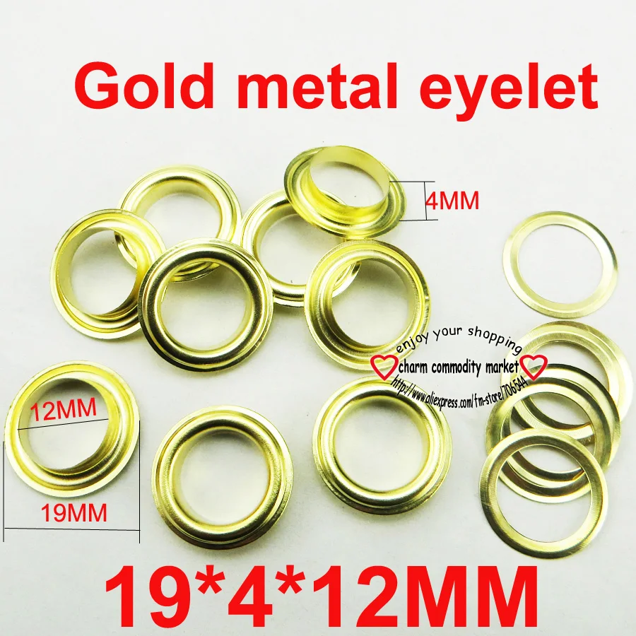 100PCS 19*4*12MM gold METAL EYELETS button sewing clothes eyelet