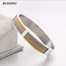 Budong Роскошные шесть серебряные и золотые Цвет веревки вставлять Нержавеющая сталь широкий браслет ручной манжеты Для мужчин браслет Pulsera Jewelry xubz010