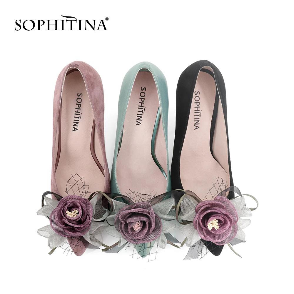 SOPHITINA/Хит 2019г. Модные вечерние туфли лодочки с прекрасной цветочкой Элегантные