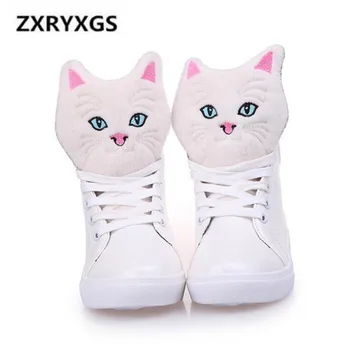 

New Fashion Winter Boots Women Shoes Boots Flat Non-slip White High Quality PU Leather Boots Comfort Warm Shoes Women Boots