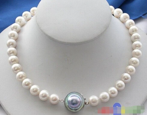 

HOT## Wholesale >>>>NATURAL 17" 12mm WHITE ROUND FRESHWATER PEARL NECKLACE MABE