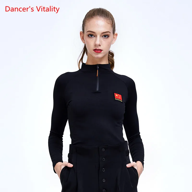 Adult Female Long Sleeve Ballroom Dance Shirt Women Waltz Latin Dance