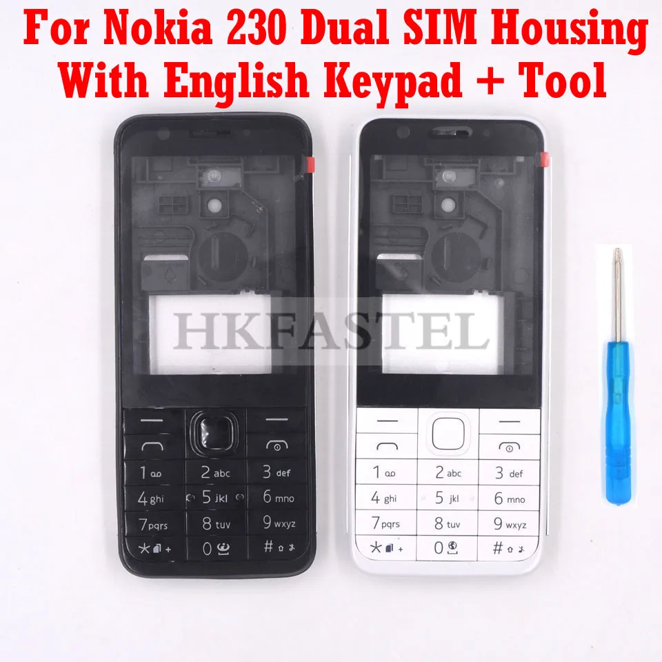 For Nokia 230 Dual SIM New Full Phone Housing Cover Case+ English Keypad+Tools Free shipping