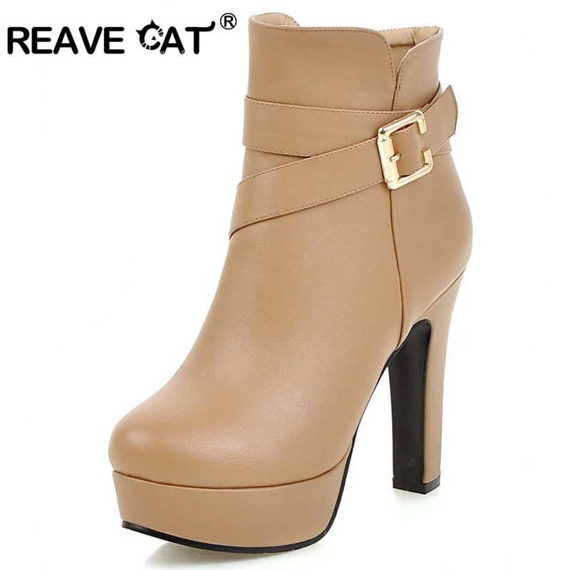 

REAVE CAT autumn winter women ankle boots new fashion woman snow boots for girls ladies shoes zipper platform botas mujer A306