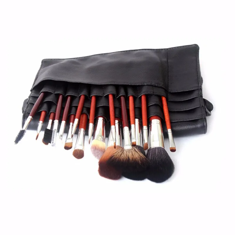 Bolsa de Escova de Cosméticos Preto Dois Matrizes Maquiagem Escova Titular Profissional Pvc Avental Bolsa Artista Cinto Cinta Protable Compõem 4 compõem saco saco de escova de cosméticos