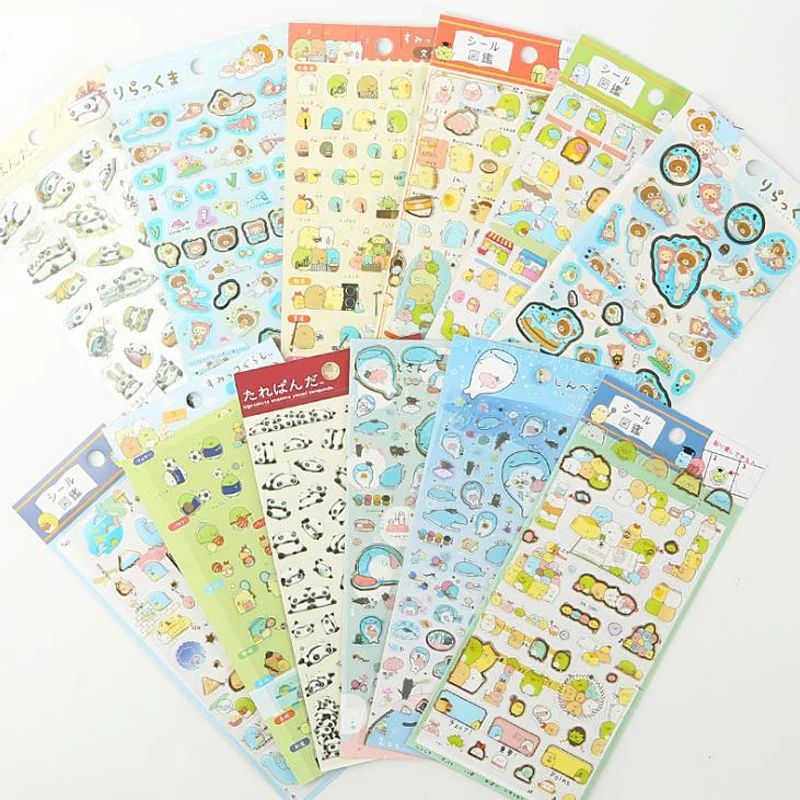 

1 Pcs Kawaii Anime Sumikko Gurashi Paper Stickers Cute Bear Whale Panda Decorative Adhesive Stickers for Diary Letter Stationery