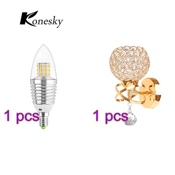 

AC 85-265V E12 7W KTV Crystal Wall Light+ 65W-70W Torpedo Bulb 2835SMD Besides Bedroom Living Room Indoor Outdoor Decoration