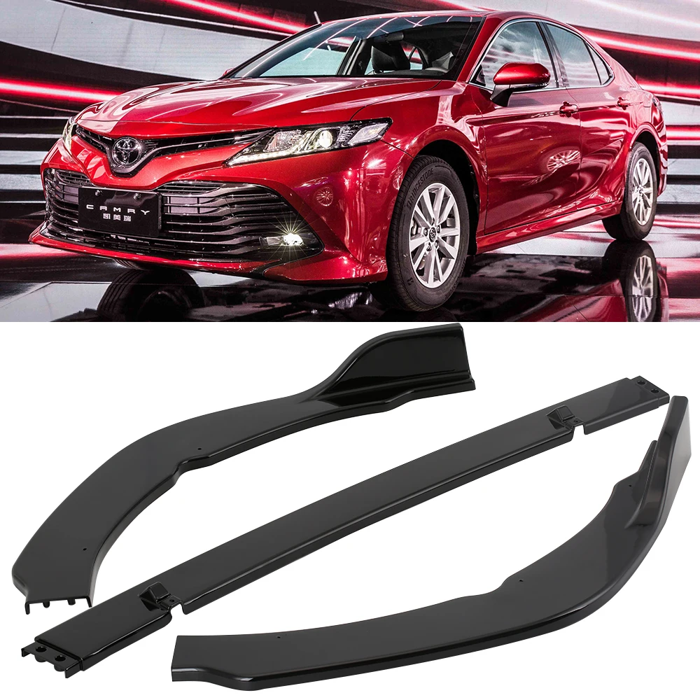 

3Pcs ABS Front Bumper Lip Cover Trim Matt Car Front Lip Bumper Cover Sticker Protecter Decorative For Toyota Camry 2018 SE/XSE