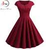 Femmes Robe d'été couleur unie rétro Vintage années 50 60 décontracté fête bureau Robe Rockabilly robes robes