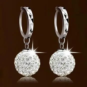 

Hot Full Of Rhinestone Temperament Round Earrings Princess Spherical High Quality Pendant Earrings For Women Wedding Earrings
