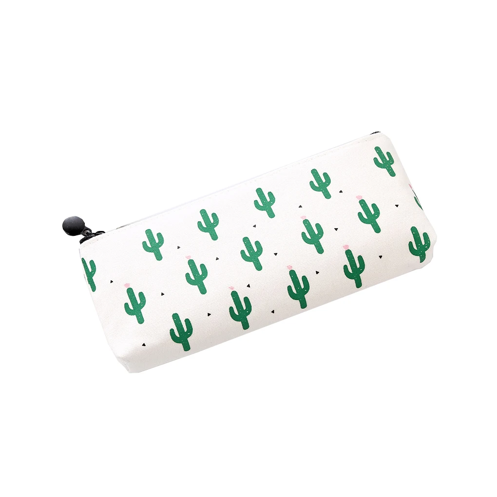 Pencil Case Travelling Accessories Cute Cactus Canvas Pouch Makeup Bag with Zipper School Supplies Storage Bags 1pcs
