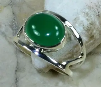

Hand make Nature Green Onyx Ring 100% 925 Sterling Silver Jewelry, 3.6G ,Size: 7.5 , Gift BOX