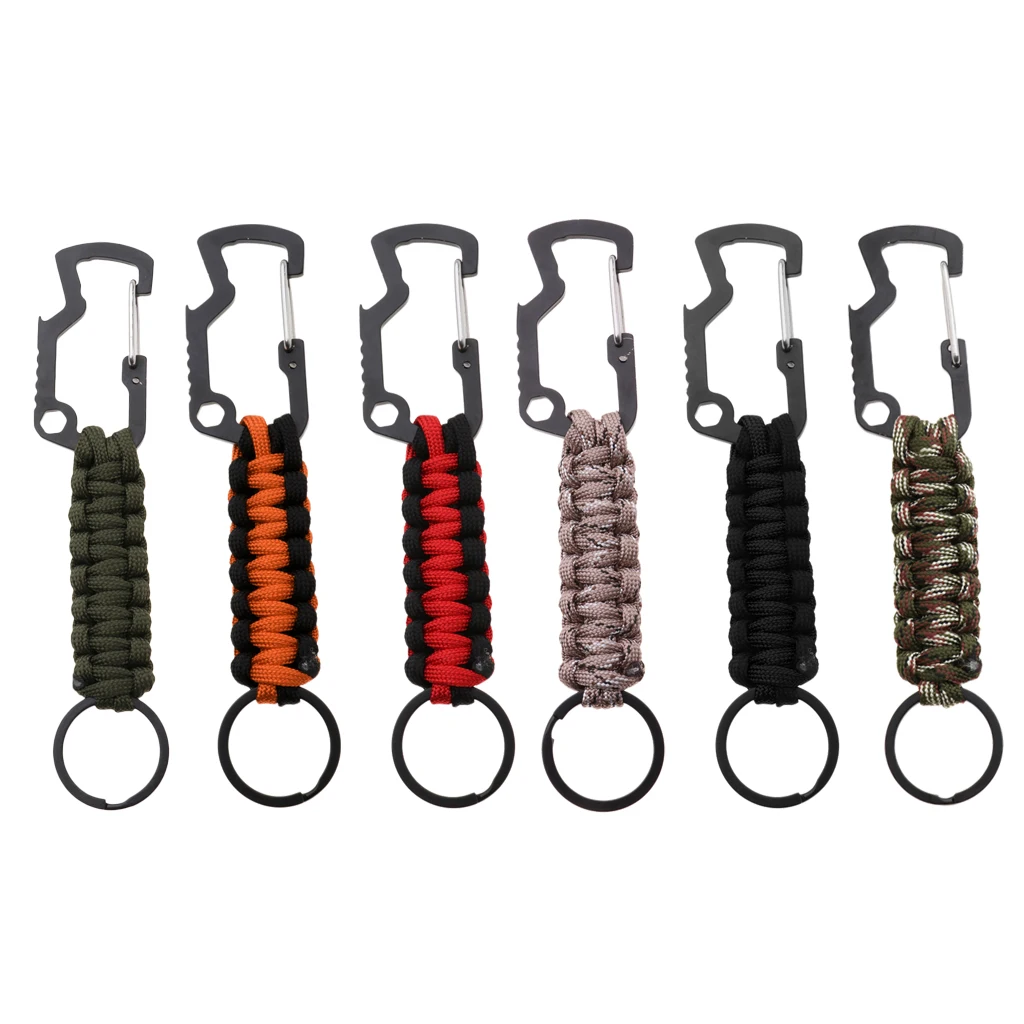 Molle Paracord Keychain Carabiner Hook Braided Lanyard Utility Kit  Molle Key Ring Holder Belt Clip Buckle Carabiner