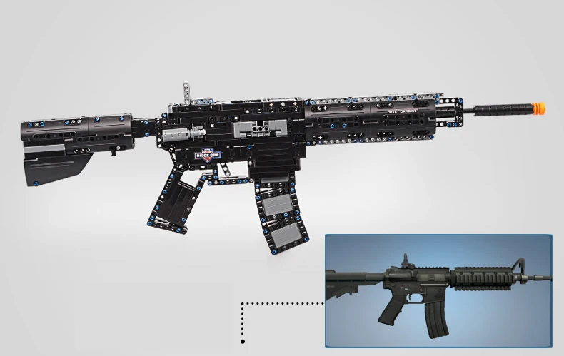 Крутой современный военный M4A1 карабин Rubberband пистолет строительный блок Модель Кирпичи сборочные игрушки коллекция для мальчиков Подарки