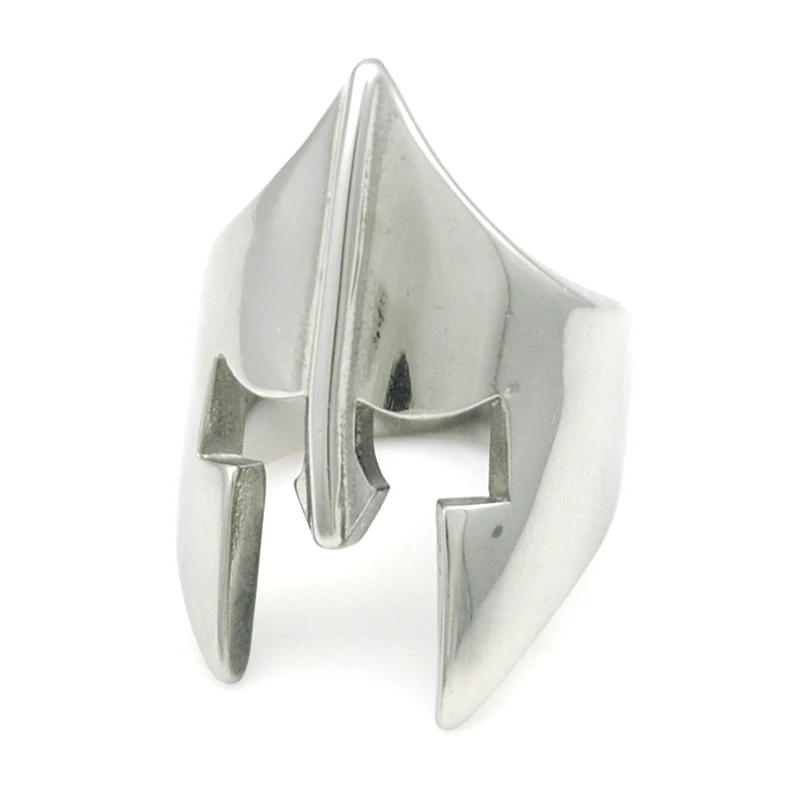 

Cool Spartan Helmet Mask Silver / Black Ring For Men Stainless Steel New Trendy Punk Rock Style Jewelry Best Friend Gift HR022