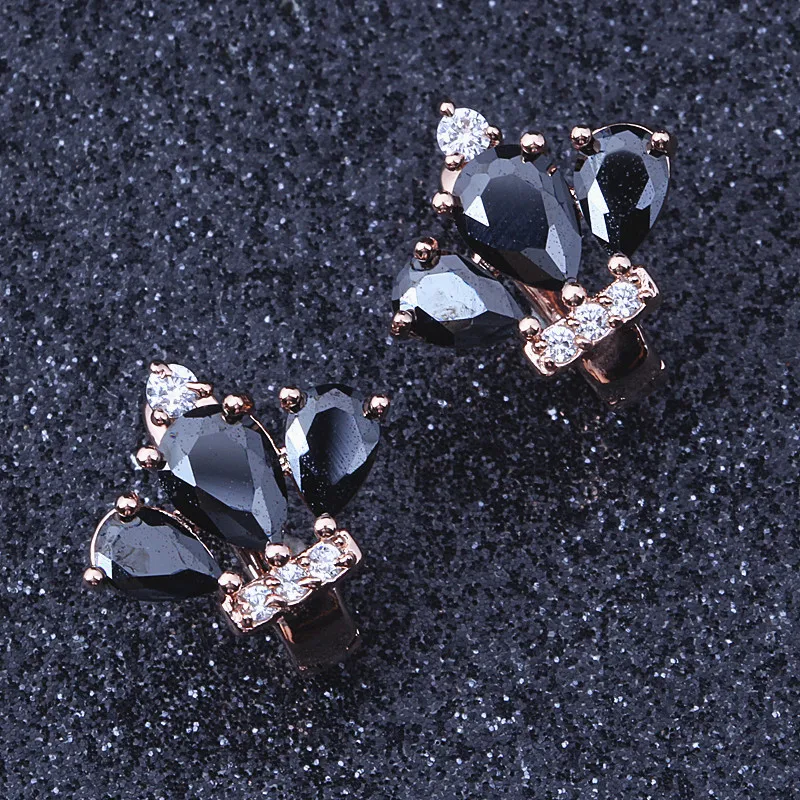 

Classical Women Gold-color Earring Black Cubic Zirconia Hoop Earrings for Pierced Ear E239