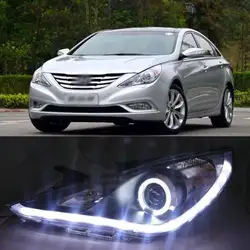 Ownsun превосходной гладкой waterflow СИД DRL Ангел глаз фара для Hyundai Sonata 2012