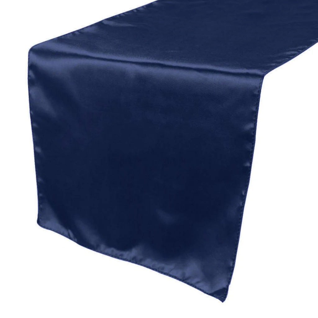 Satin Table Runner Birthday Wedding Party Venue Table Decoration for Home Restaurants Use Navy Blue
