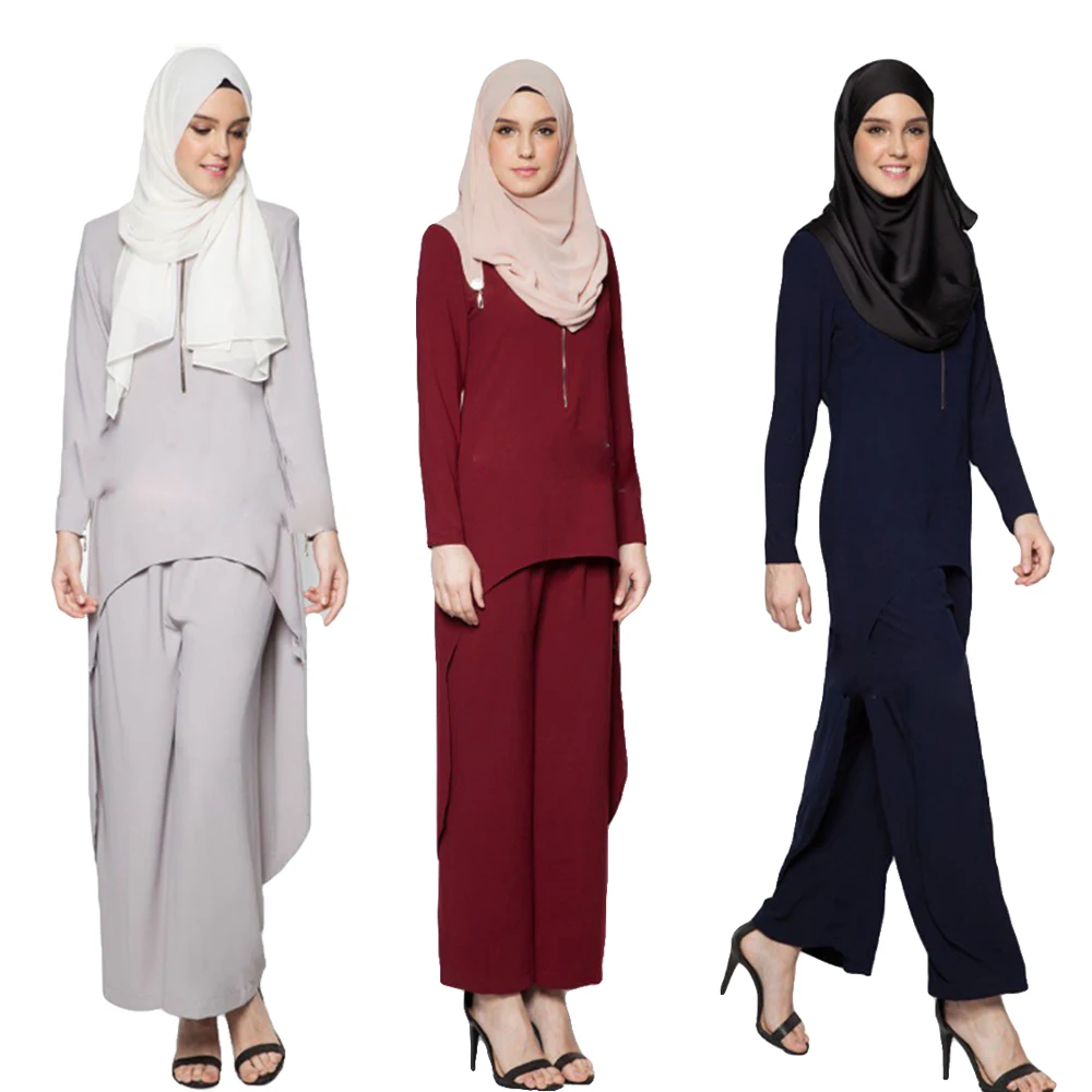 Мусульманская абайя для женщин комплекты одежды исламский джильбаб Винтаж Коктейль Макси халат платье-хиджаб одежда для Рамадана Топы+ брюки свободные Дубай