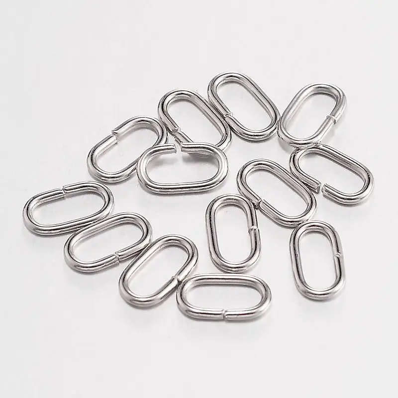 Oval Iron Jump Rings, Close but Unsoldered Jump Rings, Platinum, 11x6x1
