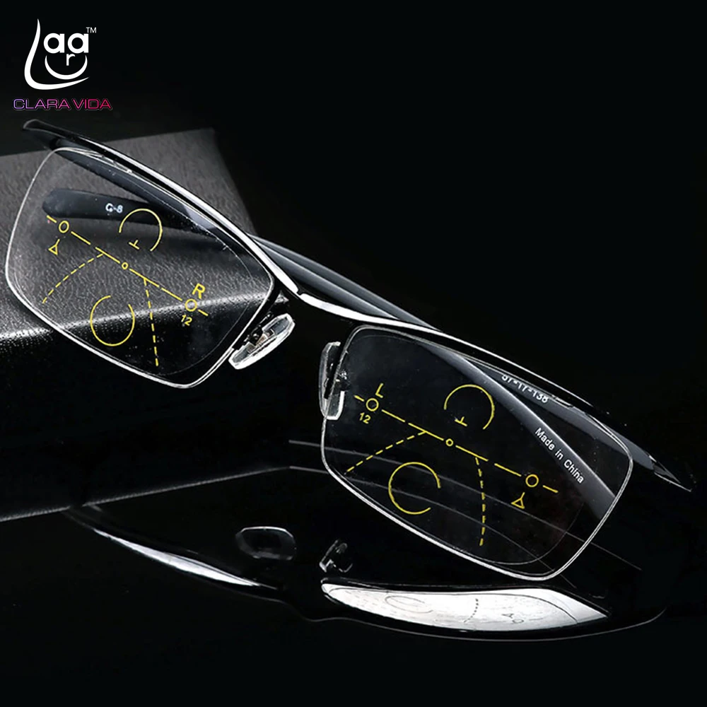 

CLARA VIDA = Progressive Multifocal Reading Glasses Eyebrow Titanium Alloy Glasses Frame See Near And Far