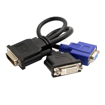 

DMS 59 Pin Male to 1XVGA 15Pin 1xDVI 24+5 Female Spliter Extension Cable Adapter for DMS 59 Pin graphics card VGA DVI Monitors