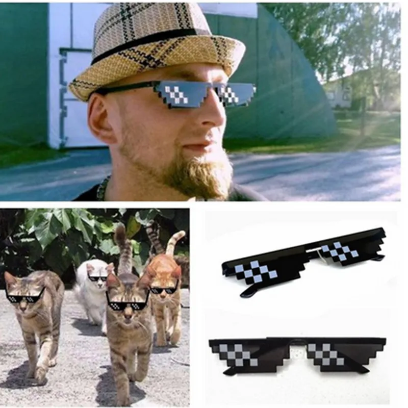 Thug Life солнцезащитные очки Pixelated мужские мозаичные маленькие Прямоугольные Стеклянные женские праздничные очки oculos de sol masculino