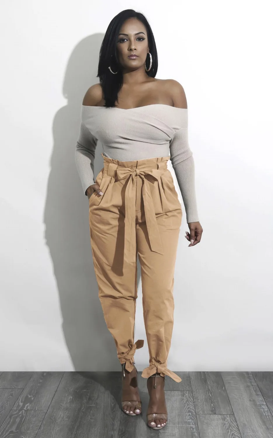 Harem Pants Loose bow ruffle women pant Summer casual belt high waist solid women trousers Steetwear fitness female pants bottom Harem Pants Loose bow ruffle women pant Summer casual belt high waist solid women trousers Steetwear fitness female pants bottom