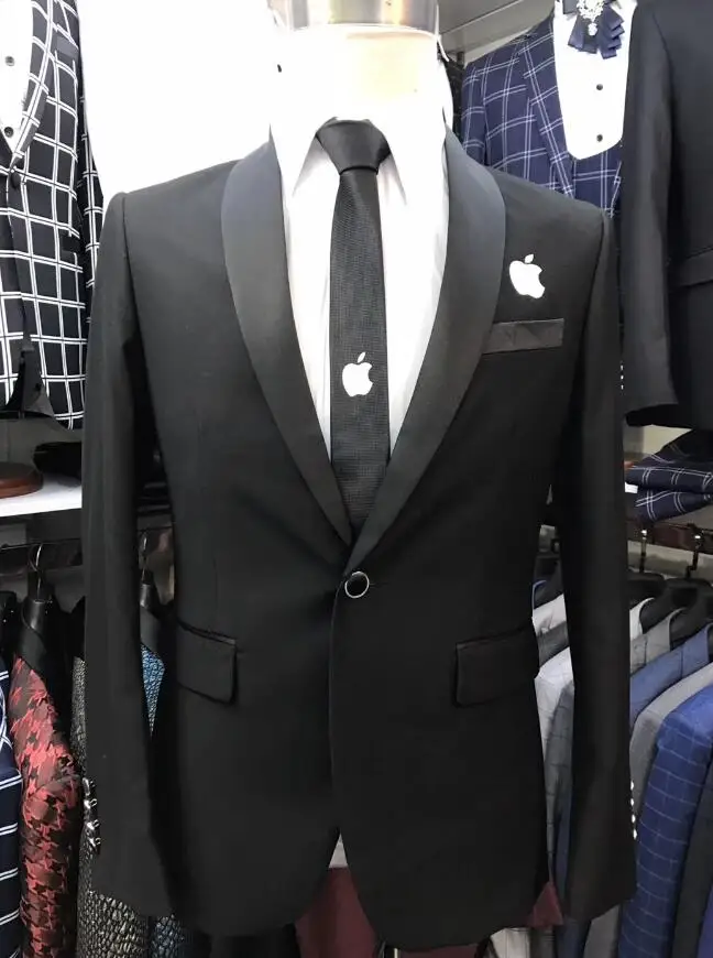 Черный Новинка, мужские костюмы, костюм apple для свадьбы, смокинг, жених, шафера, Лучший человек, комплект, певец, сценическое платье с брюками, пиджак, 2P - Цвет: Черный