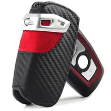 Capa de Couro titular da Chave Do Carro de Fibra de carbono Para BMW E90 E34 3 5 M1 M2 M3 F10 F20 F30 X1 X5 X6 Chave Titular Case Capa Para Bmw