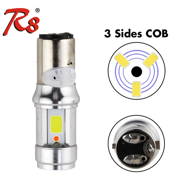 US $7.60 New Arrival RTD E01C Motorcycle LED Bulbs BA20D S2 Headlight Dual Beam 12W 1200LM For Scooter Moped
