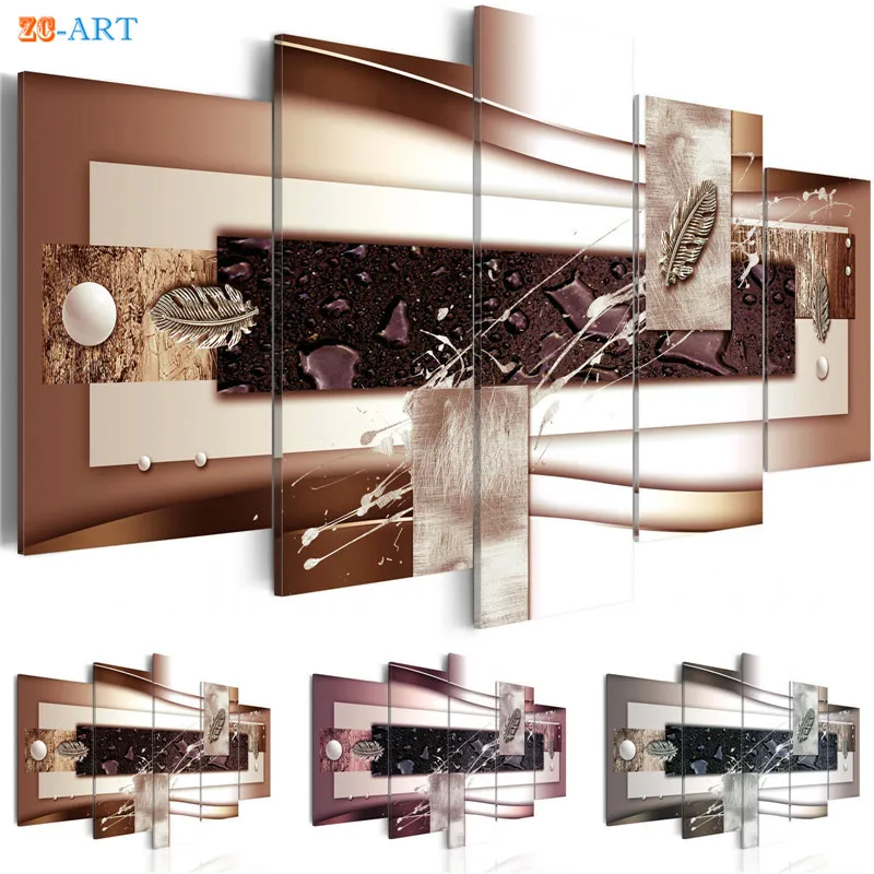 

Feather Prints Ball Poster Canvas Art 5 Pieces Modern Nostalgic Wall Art Abstract Painting for Bedroom Home Decor