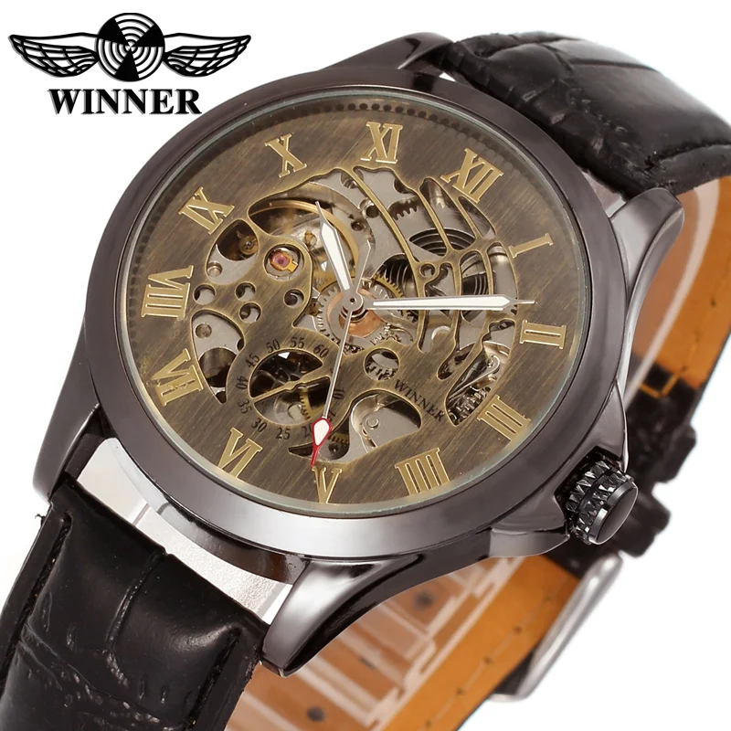 Лидер продаж победитель WRG8034M3B1 автоматическая платье скелет часы casual Наручные